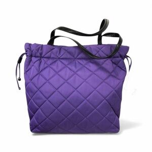Michael Michael Kors Quilted Nylon Tote Purple Black Patent Leather Handles EUC